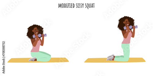 Young woman doing modified sissy squat exercise