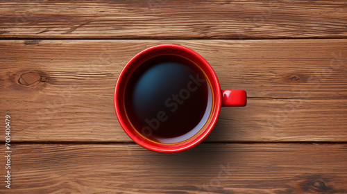 Red cup of coffee top