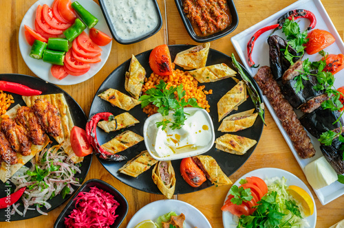 Meat dishes, pastries and Turkish appetizers