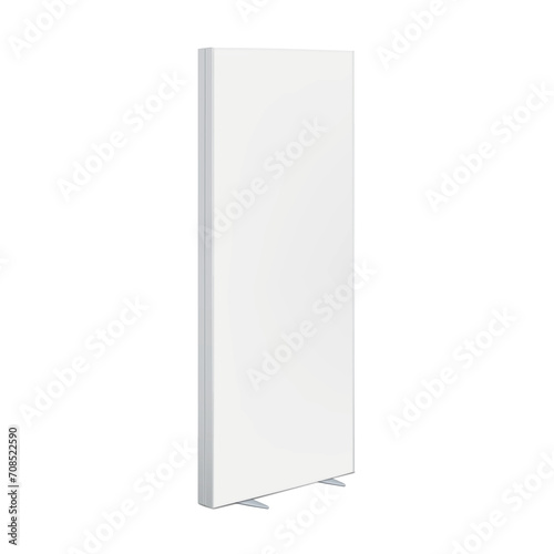 Blank advertising lightbox standee isolated on white background realistic mock-up. Trade show led display stand vector mockup. Light box sign template