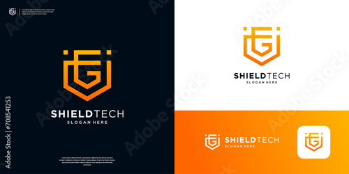 Letter G shield logo design template. Security, secure, protection logo icon vector