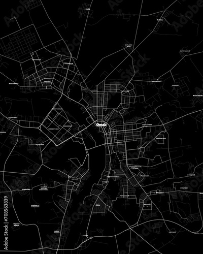 Omsk Russia Map, Detailed Dark Map of Omsk Russia