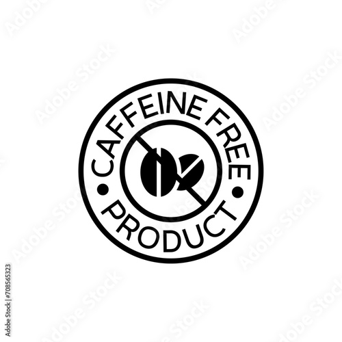 Caffeine Free icon. Healthy food product labels and packaging attributes, claims, badges and certification
