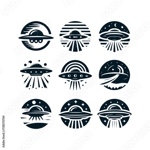 set of ufo logo vector 