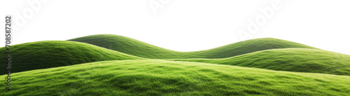 Panoramic green hills isolated on transparent background.