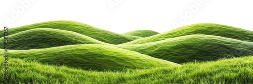 Panoramic green hills isolated on transparent background.