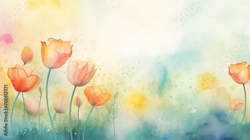 Watercolor floral spring background
