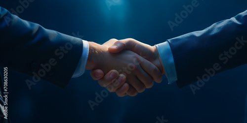 Geschäftsleute Händeschütteln erfolgreiche Partnerschaft als Querformat für Banner, ai generativ 