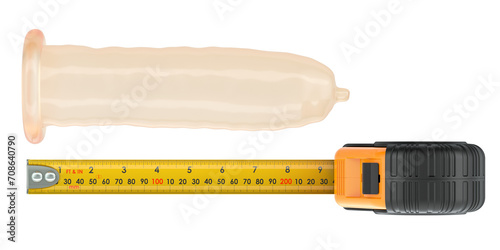 Condon with measuring tape, 3D rendering isolated on transparent background