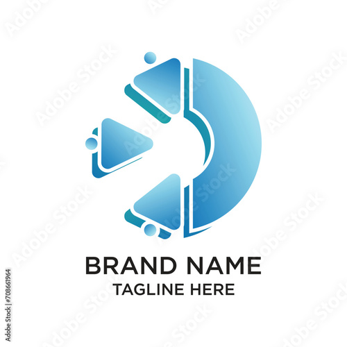 Brand name logo design simple concept Premium Vector