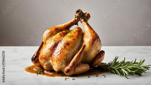 Homemade roasted chicken leg on white background
