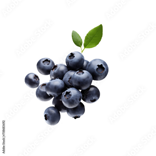 blueberries isolated on transparent or white background. Generative ai