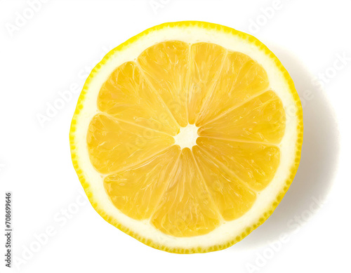 Zitronenscheibe isoliert auf weißen Hintergrund, Freisteller, Draufsicht 