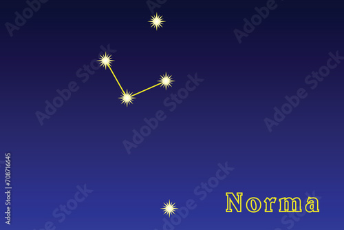 Constellation Norma. Illustration of the constellation Nagonnik. Constellation of the southern hemisphere of the sky. Constellation contains 42 stars