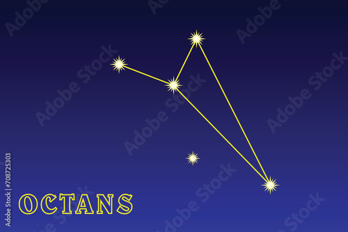 Constellation Octans. Illustration of the constellation Octant. A small and very dim constellation of the southern hemisphere of the sky, including the South Pole of the world