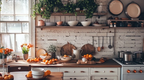  a kitchen filled with lots of pots and pans on top of a counter next to a stove top oven and a wooden counter top with pots and pans and pans on it.