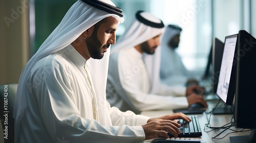 Arab men working in an office