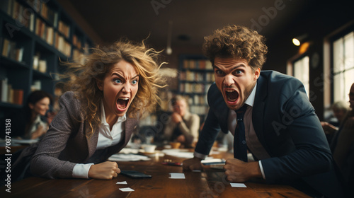 Business director woman and man angry yelling at their subordinates
