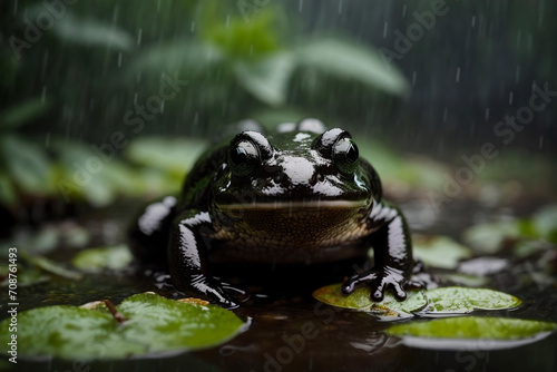 Black Rain Frog in a jungle environment