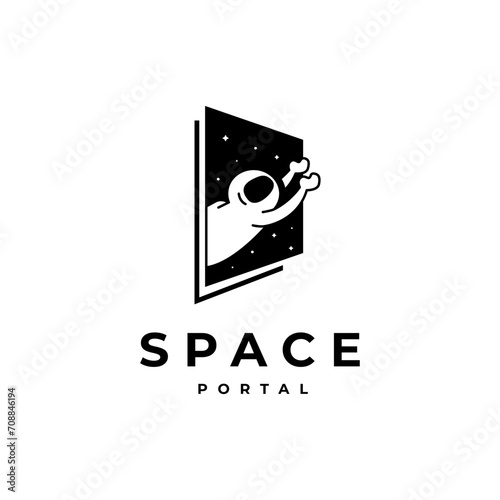 Space astronaut portal logo in flat vector design style