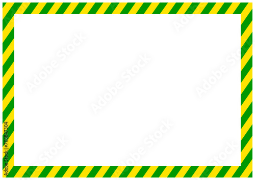 災害工事現場で使う黄色と緑の危険注意の警告フレーム枠囲い込み