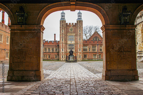 The facade view of the Eton College in UK