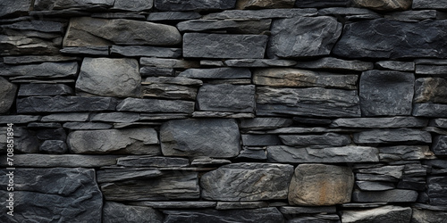 Stone wall rock fence texture wall seamless pattern very realistic detailed with black stone background