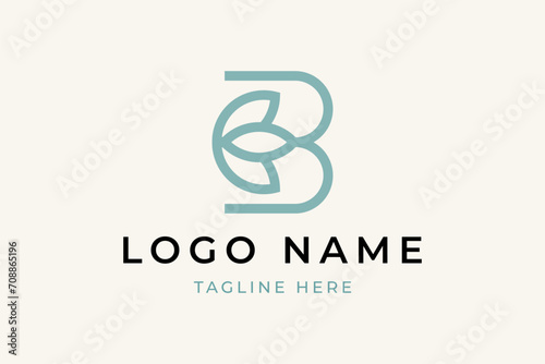 Letter b lotus flower logo design vector