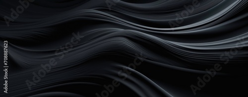 Elegant Black Waves with Smooth Gradient Abstract Design.