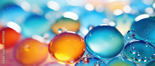 Closeup of multicolor hydrogel spheres, creating a mesmerizing abstract pattern.