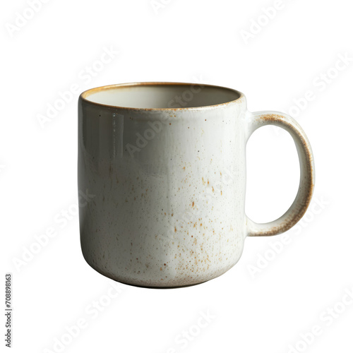 A textured, neutral-toned ceramic mug, perfect for a cosy coffee or tea. Transparent background.