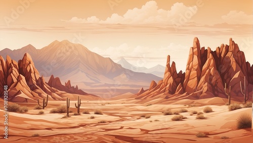 illustration of a dry and barren desert made by AI generative
