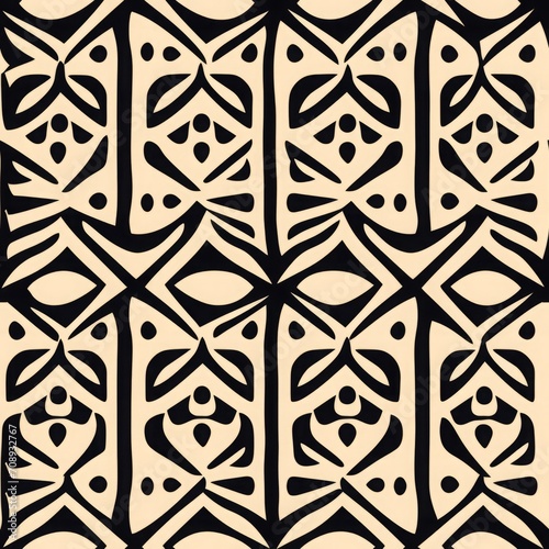 Traditional Pacific Islands tapa cloth seamless pattern. Polynesian tribal textile print. Ethnic background design for fashion, tattoo, textile, web, banner