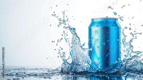 Blue Soft Drink Can Mockup