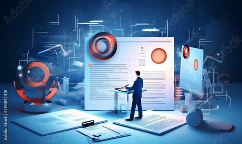 Quality Certificate and Checklist document inspecting target marketing planning assignment with quality management. futuristic business. Generative Ai 