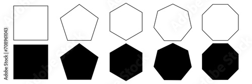 quadrangle, pentagon, hexagon, octagon icon. vector geometry pentagonal, hexagonal, octagonal polygon. five, six, eight sided polygon lines, vector