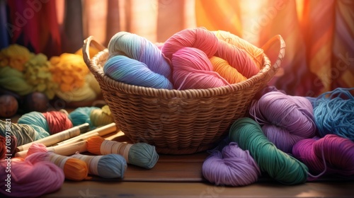 beautiful colorful woolen thread background
