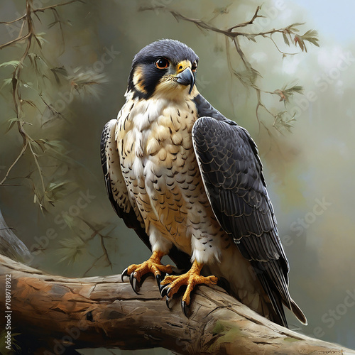 Krzysztof Boguszewski's Photorealistic Digital Portrait of a Peregrine Falcon Perched in DeviantArt HD ai generated