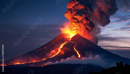 volcano eruption at night natural disaster volcano explosion lava erupts