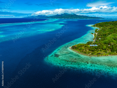 Taha'a paradise by drone, French Polynesia