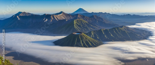 Aerial view of Mt Bromo from Mt Penanjakan, East Java, Indonesia