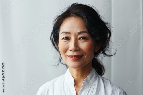 白い服を着たアジア人中年女性, Generative AI 