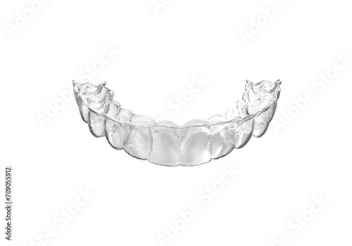 Invisible Clear Plastic Aligner for Upper Teeth 3d Render illustration transparent background