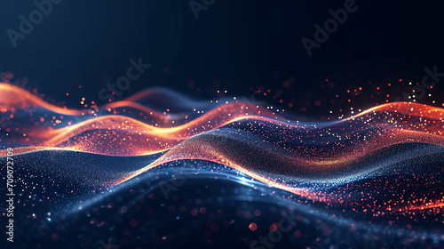 Future technology line particle background, technology particle line concept illustration PPT background