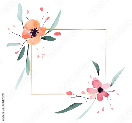 Złota wiosenna namalowana ramka kwiatowa ilustracja