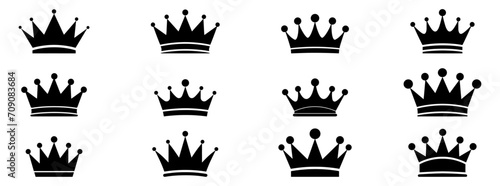 Big collection quolity crowns. Crown icon set. Collection of crown silhouette.