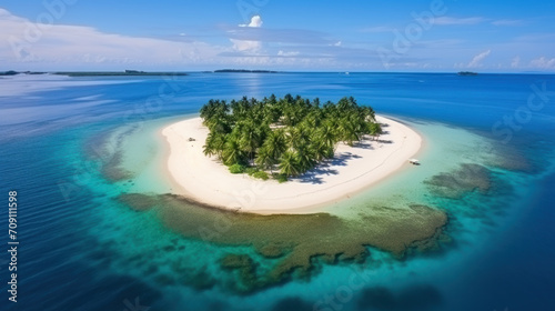 Aerial view of tropical island, pristine beach, ideal retreat