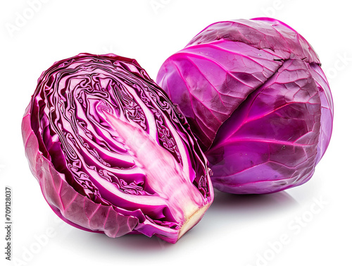 Red cabbage isolated on white background. Minimalist style. 