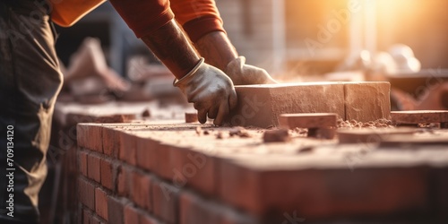 builder building brick house