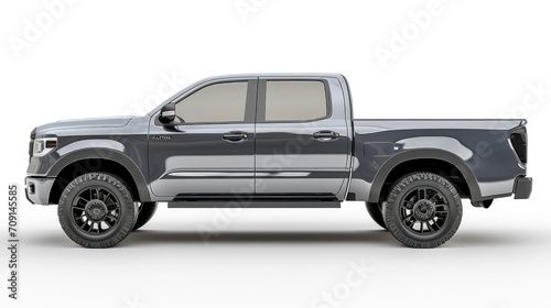 blue gray Pickup 4x4 truck car isolated on white background blank mockup ai generated